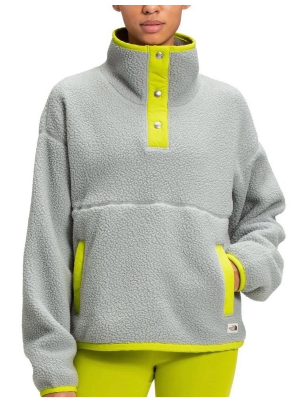 TNF 1/4 Snap Cragmont Fleece - Grey/Green Size M